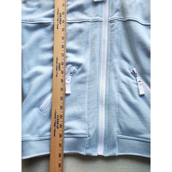 JACKET-ADRIENNE VITTADINI-Light Blue-Large White Zippers-Pockets-Size MED - Picture 7 of 10
